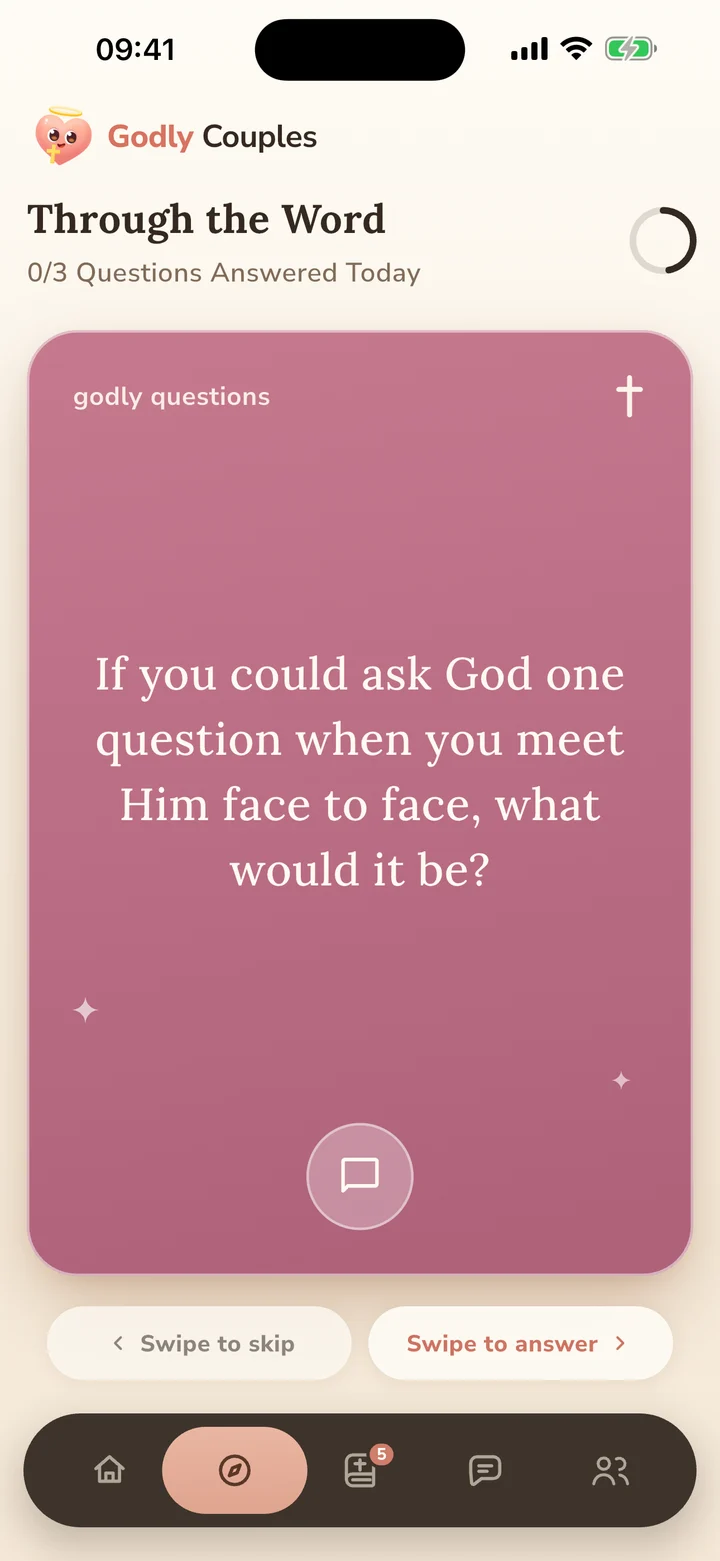 A meaningful relationship question in Godly Couples